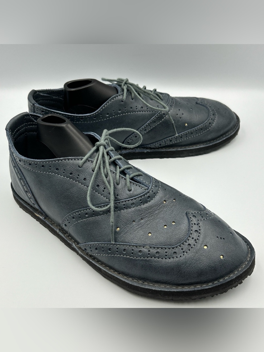 Softstar Barefoot Minimalist Oxford Shoes Womens Size 8 Wingtip Blue Leather